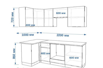 Кухня «арт. 2 Акция Фаска Тальк 1000х2200 »